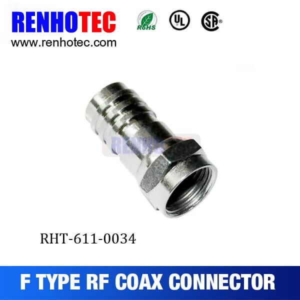 CATV Zinc F Plug Twist on RF Electrical Connectors for RG6
